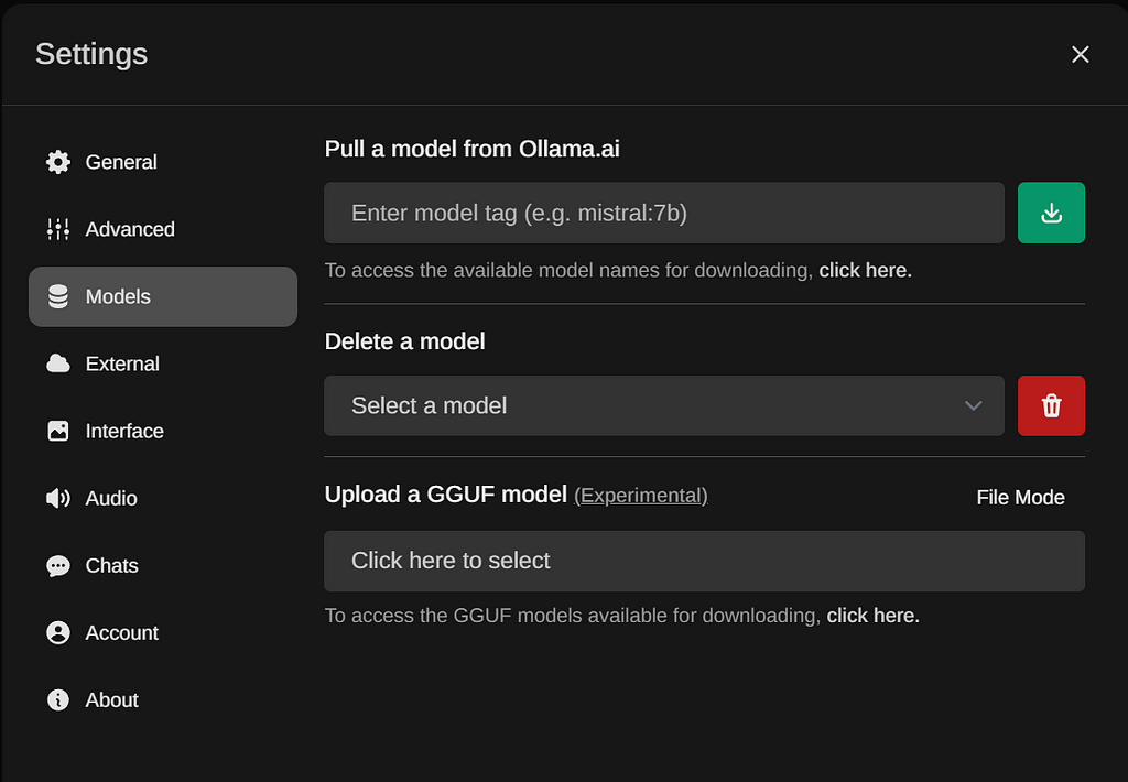 Ollama Web UI Model Settings