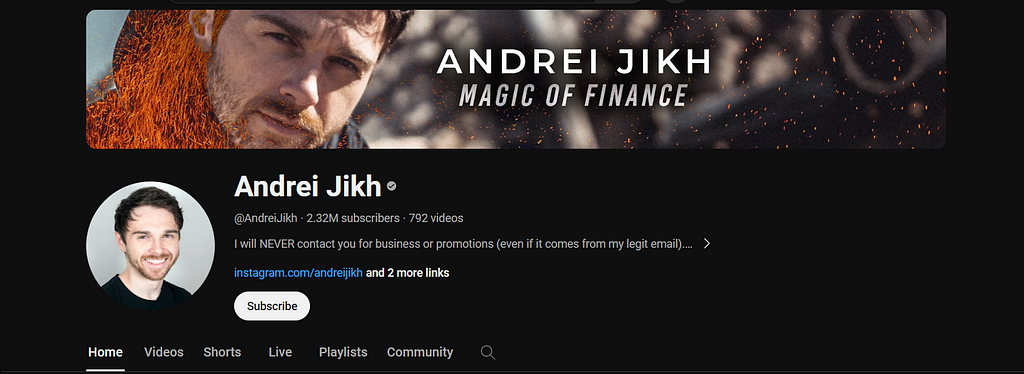 Anderi Jikh YouTube Bio Screenshot
