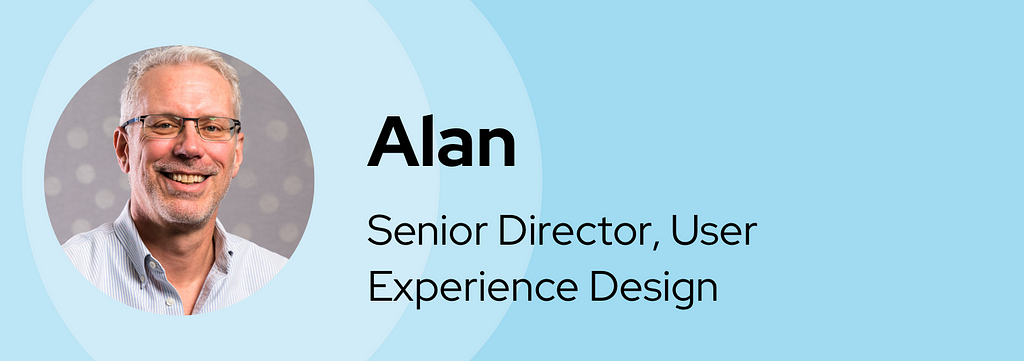 A banner graphic introducing Alan with his name, title, and headshot.