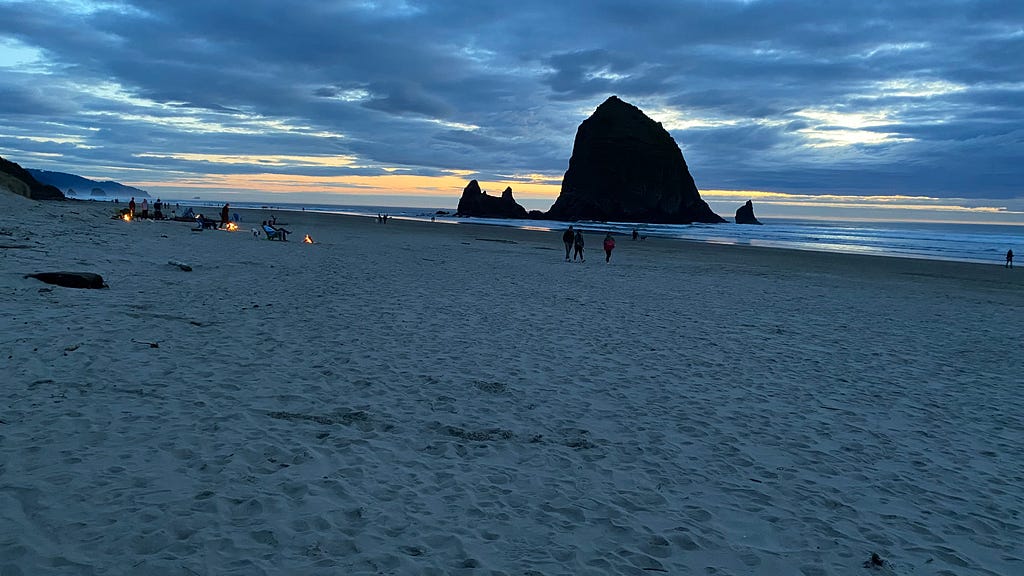 Jake’s photo of Cannon Beach that evening, as he describes it.