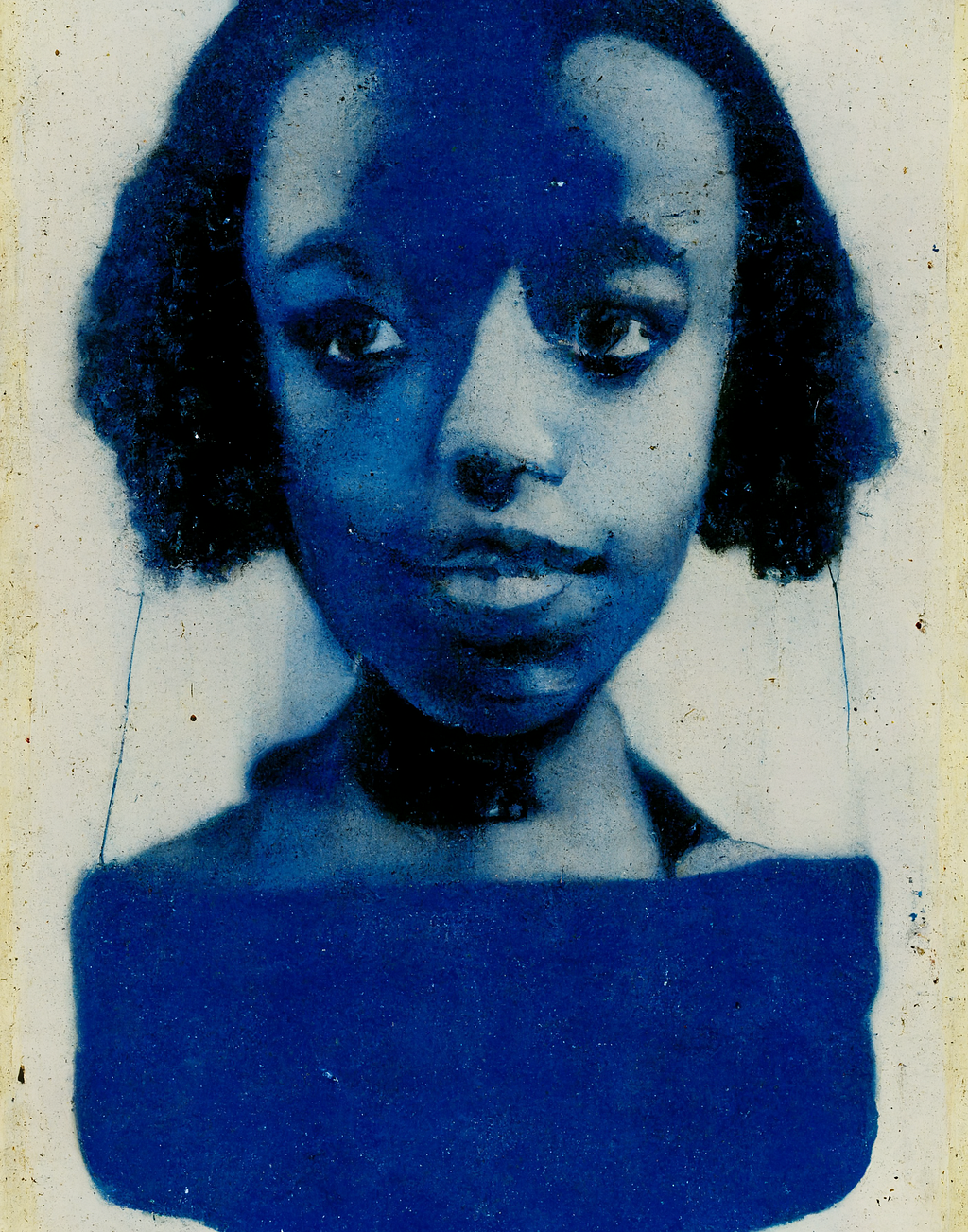 Image of previous work by Minne Atairu, AI-generated portrait of a Black girl