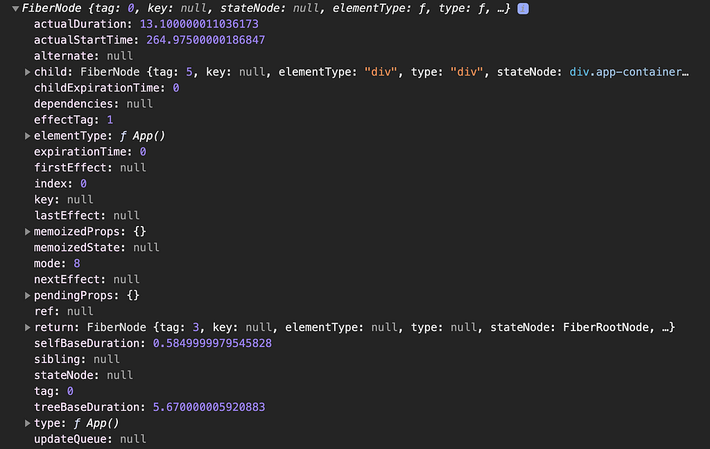 React Fiber node