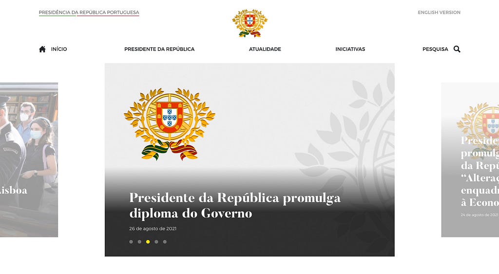 Homepage of portal Presidência da República