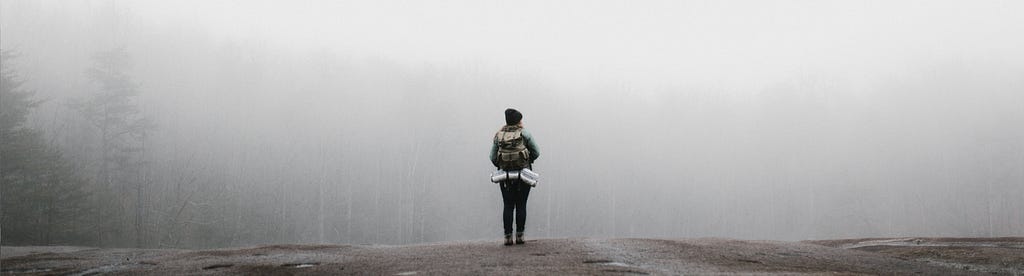 A woman lost in the fog