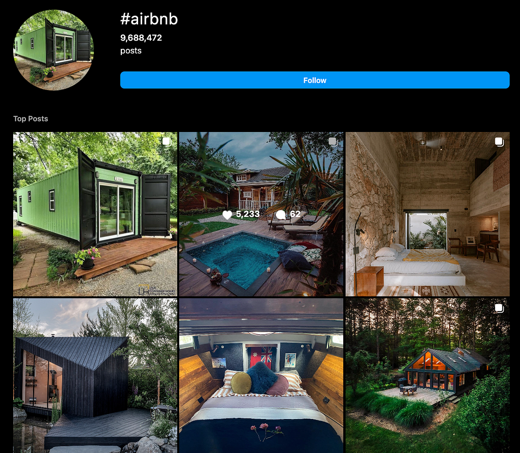 The image is a screenshot of the #airbnb Instagram feed