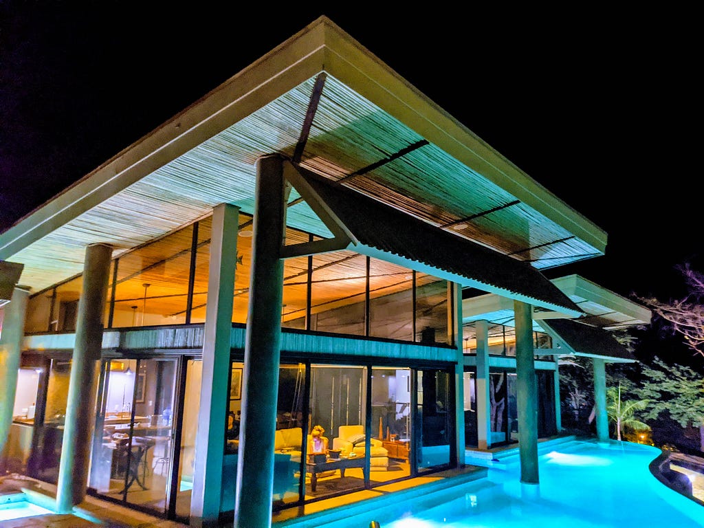 Beautiful Airbnb home illuminated up at night