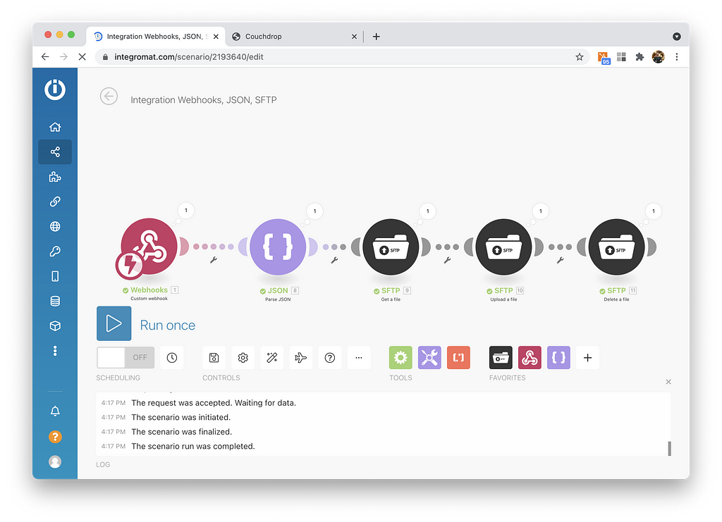 integromat couchdrop sftp workflow