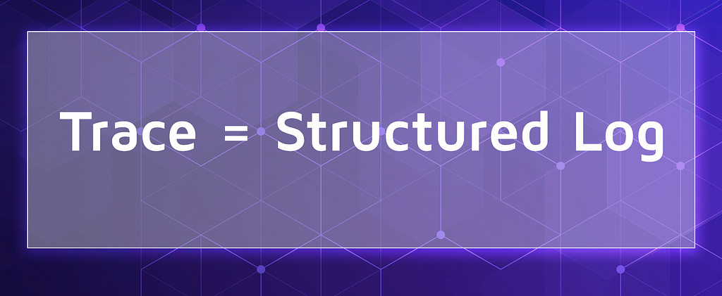 A graphic that says trace equals structured log.