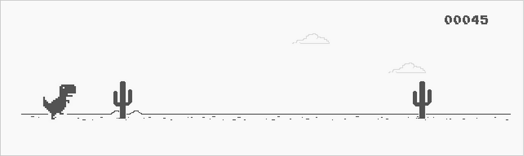 Screenshot of Google's Dinosaur Jumping game.