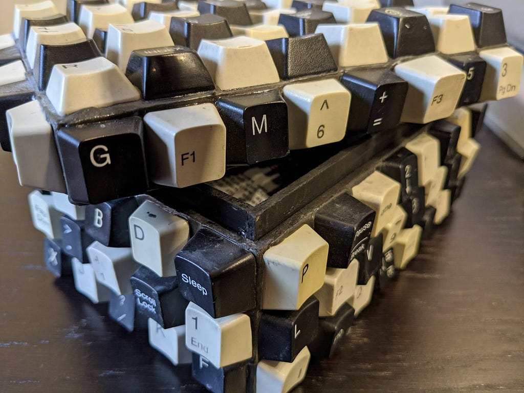 A box made of old key caps