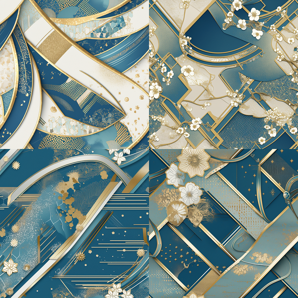 Japanese traditional pattern in blue and golden style