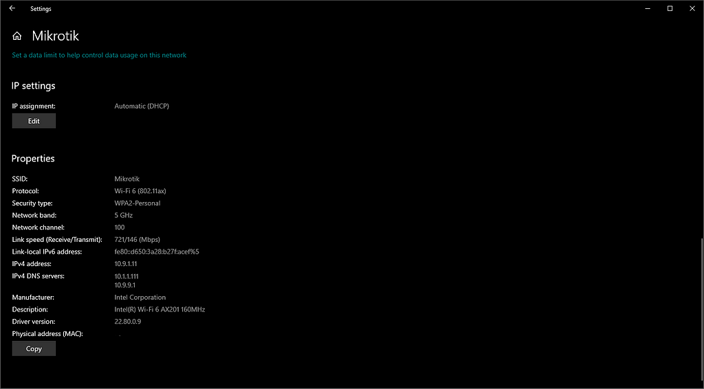 Mikrotik SSID properties