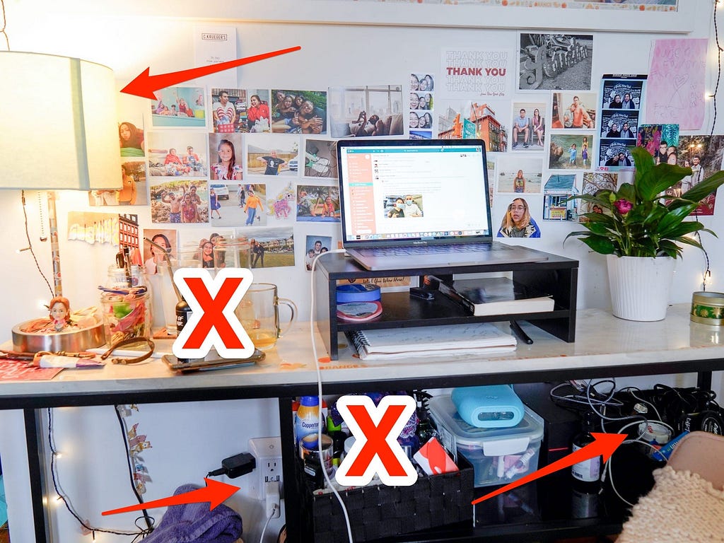 Visible clutter in a home office.