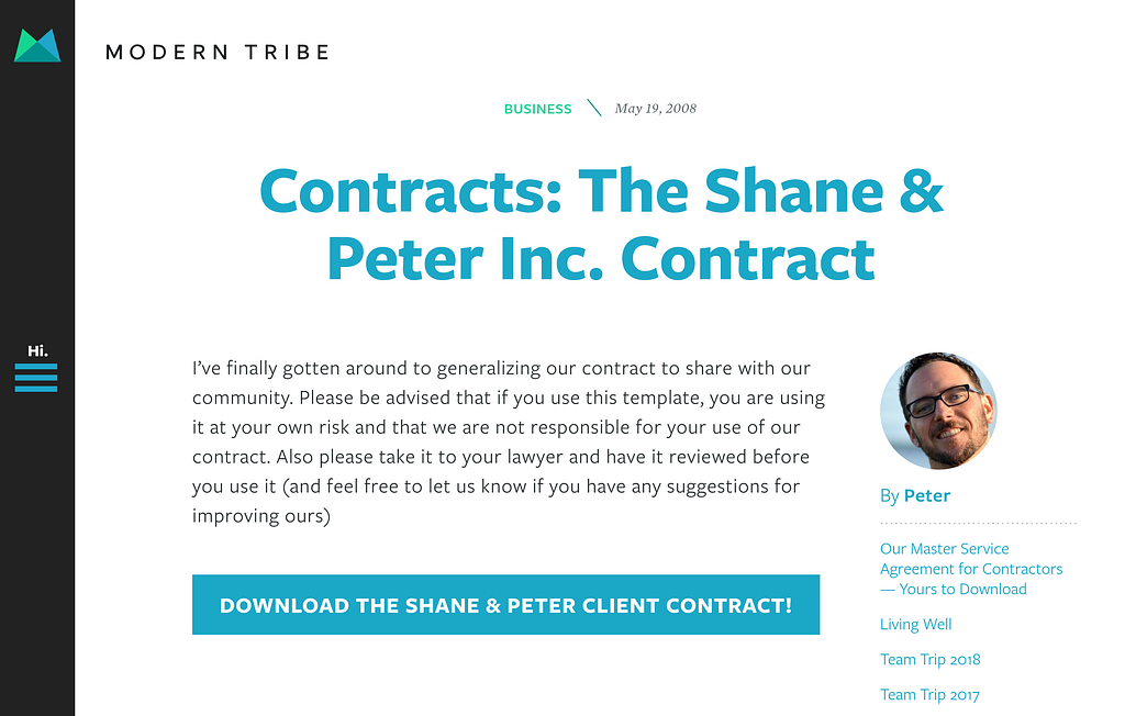 Freelance Web Developer Contract Template from Shane & Peter Inc.