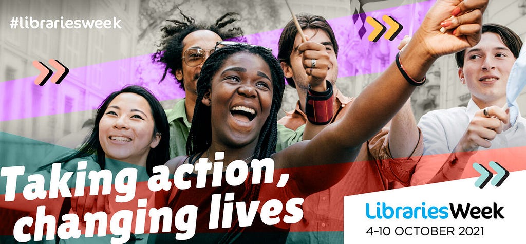 Image of young people to illustrate the theme of ‘taking action’ for Libraries Week 2021