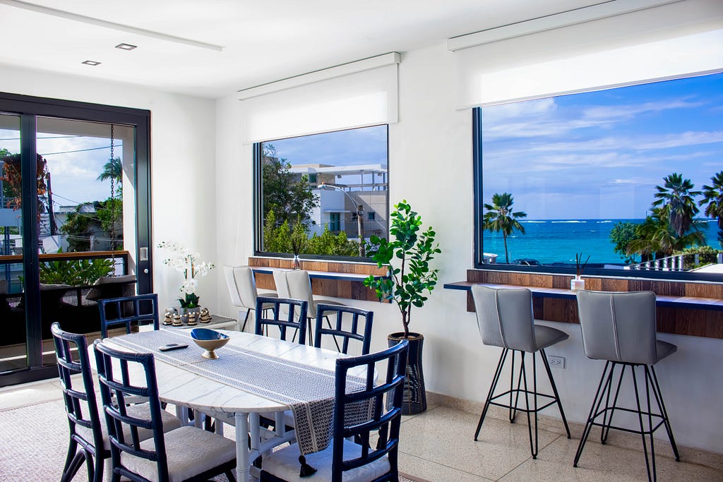 Gorgeous ocean view from the second floor dining and kitchenette area at Villa Azure.