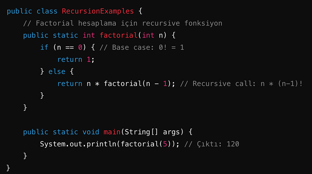 recursion example with java