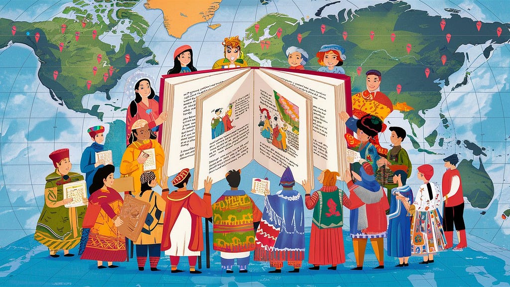 A world map with pins or people from different cultures holding the book, symbolizing its global impact.