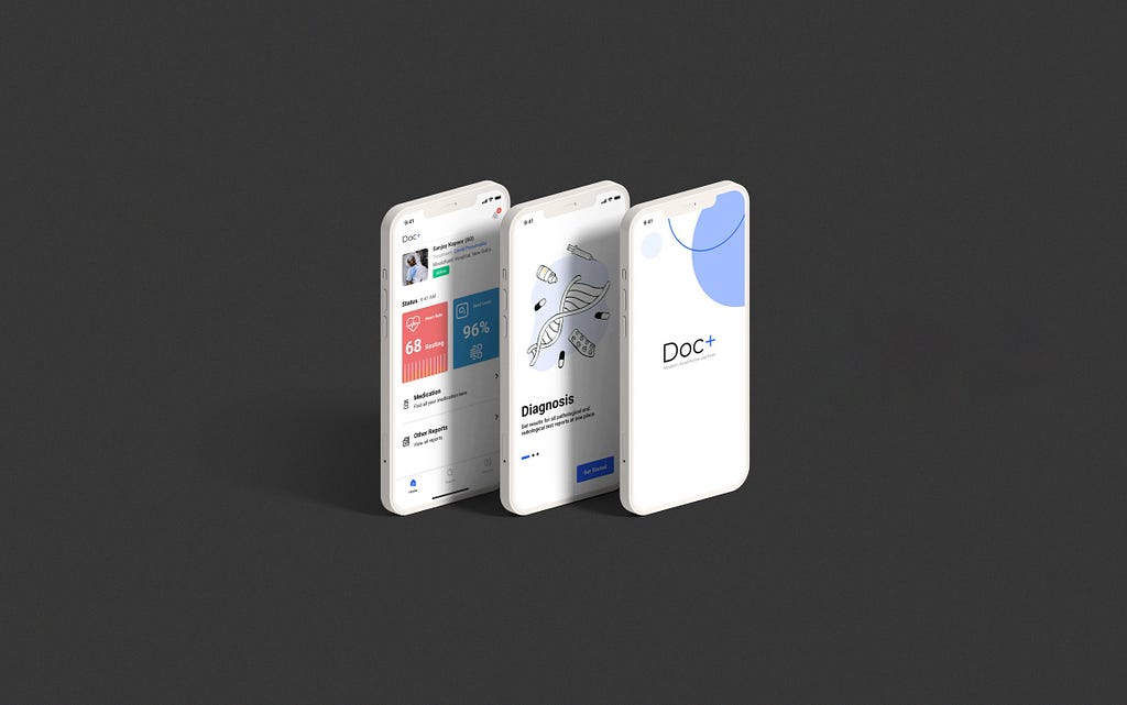 Image showing the doc+ application in a phone mock-up