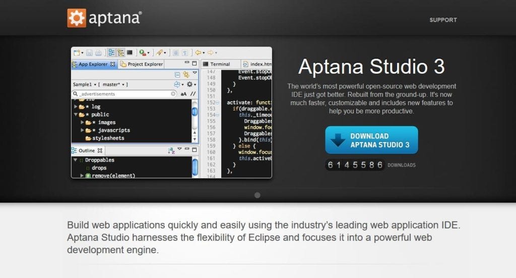 Aptana studio ide for php development