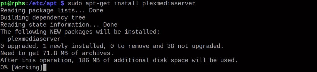 An image to install the Plexmediaserver on the Pi