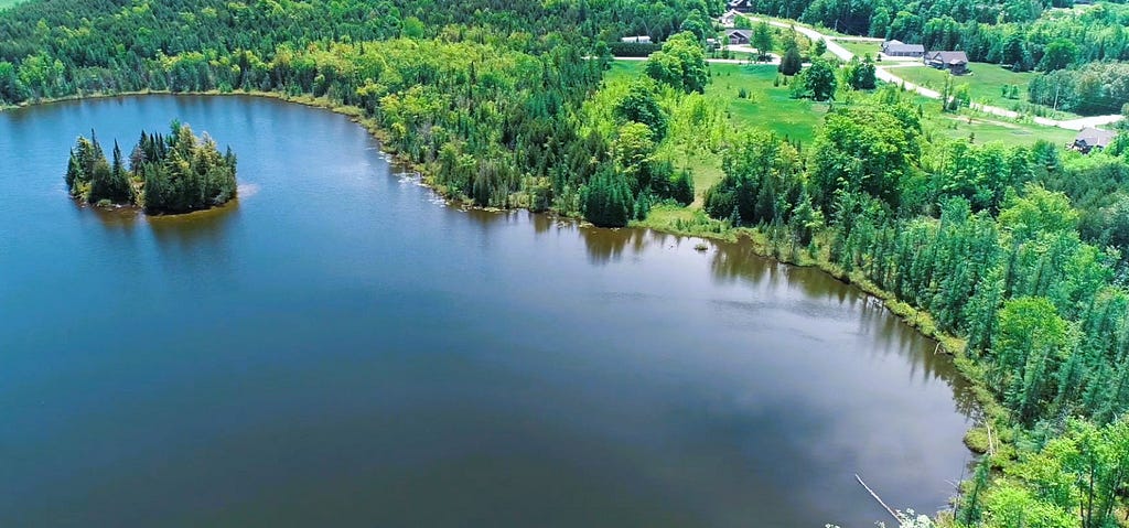 Curleys Lake, Ontario surrounded by trees is in Markdale, a growing town with a new hospital