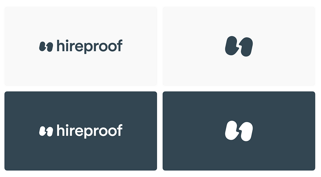 The final iterations of the Hireproof logo from our design agency