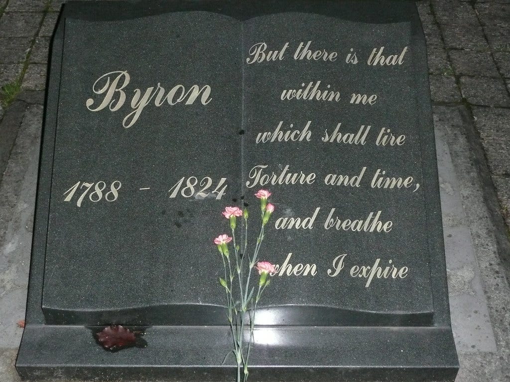 An image of Memorial Tablet of Lord Byron in St. Mary Magdalene Church in Nottinghamshire, England