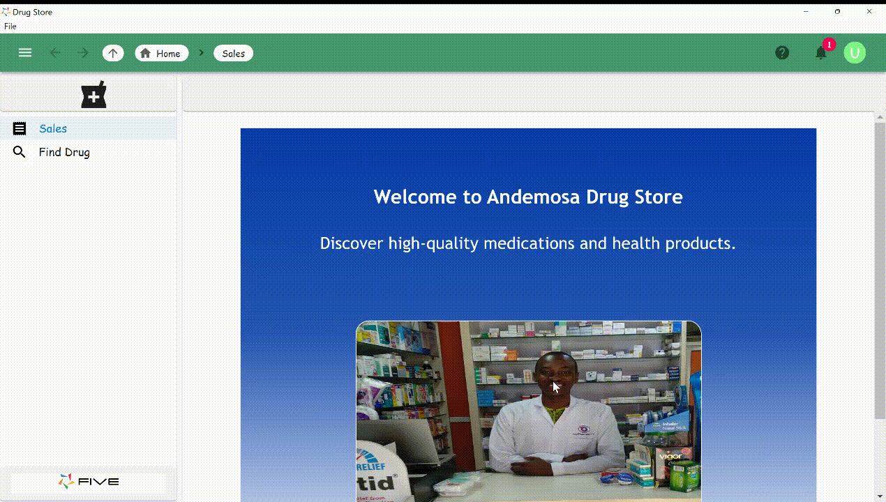 Making a Sale on the Drug Store Application