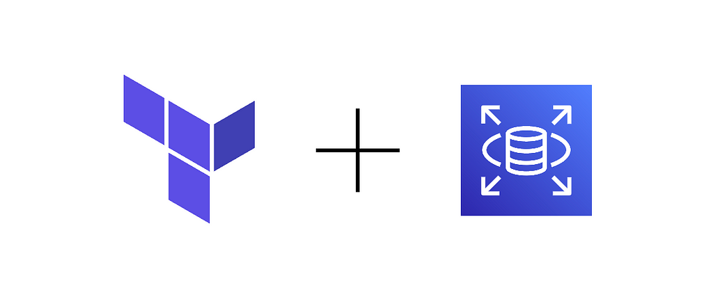 Image of a Hashicorp Terraform logo and an AWS RDS logo