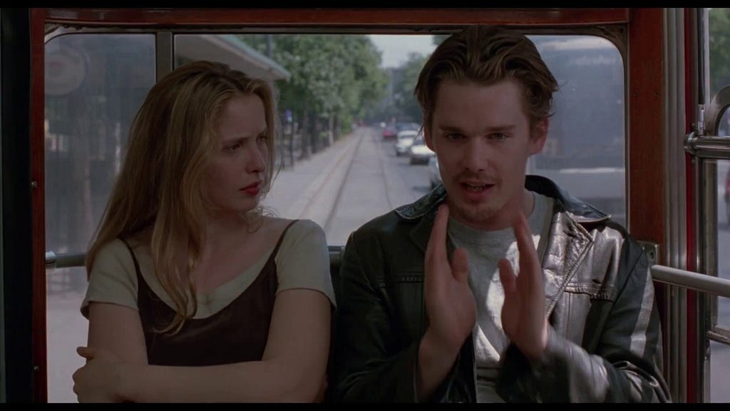 Salah satu adegan jalan-jalan Jess dan Celine dalam Before Sunrise (1995)