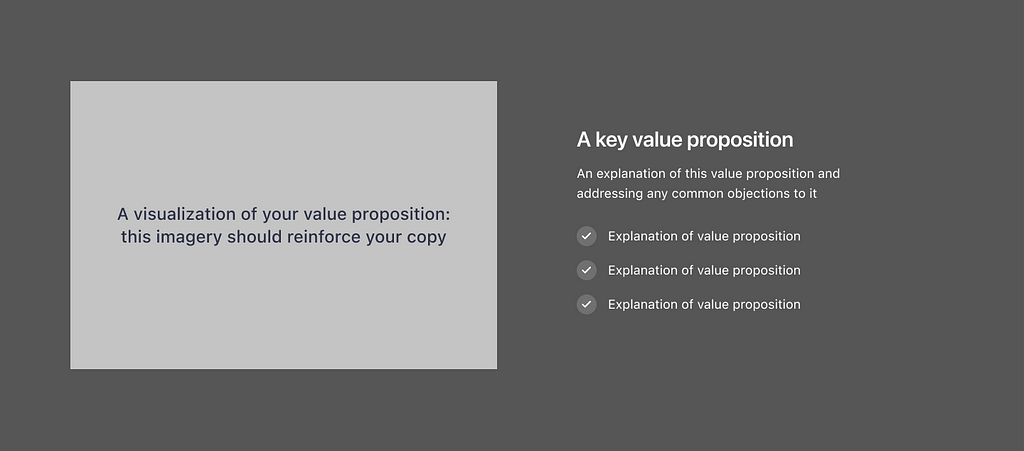 A value proposition section