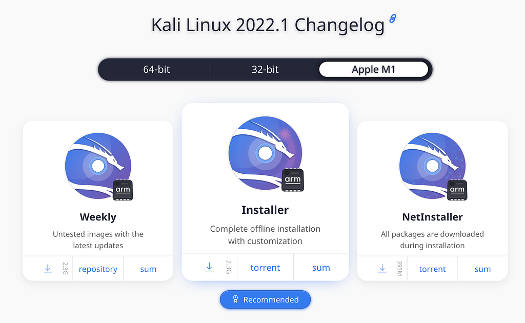 Kali Download Installer for Apple M1 Mac