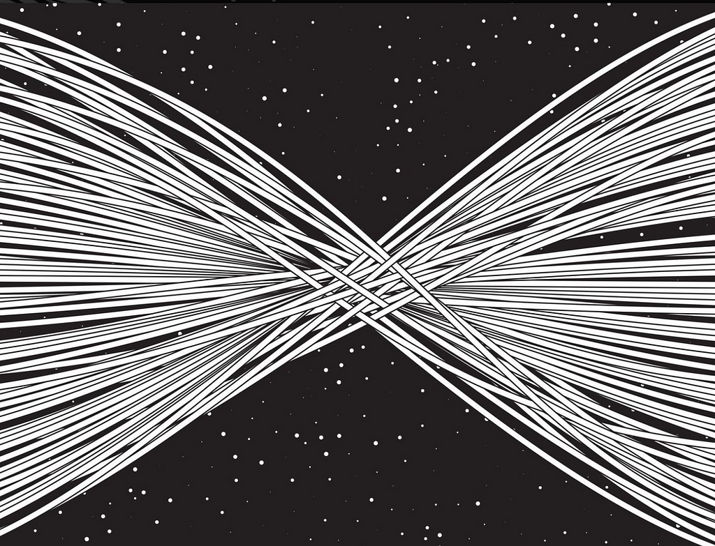 A graph of quantum entanglement from string theory in physics is shown as a sly joke about strings.