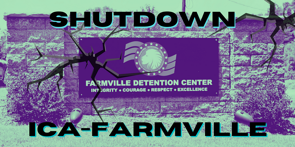 image of the farmville sign with the text shutdown ICA-farmville on it