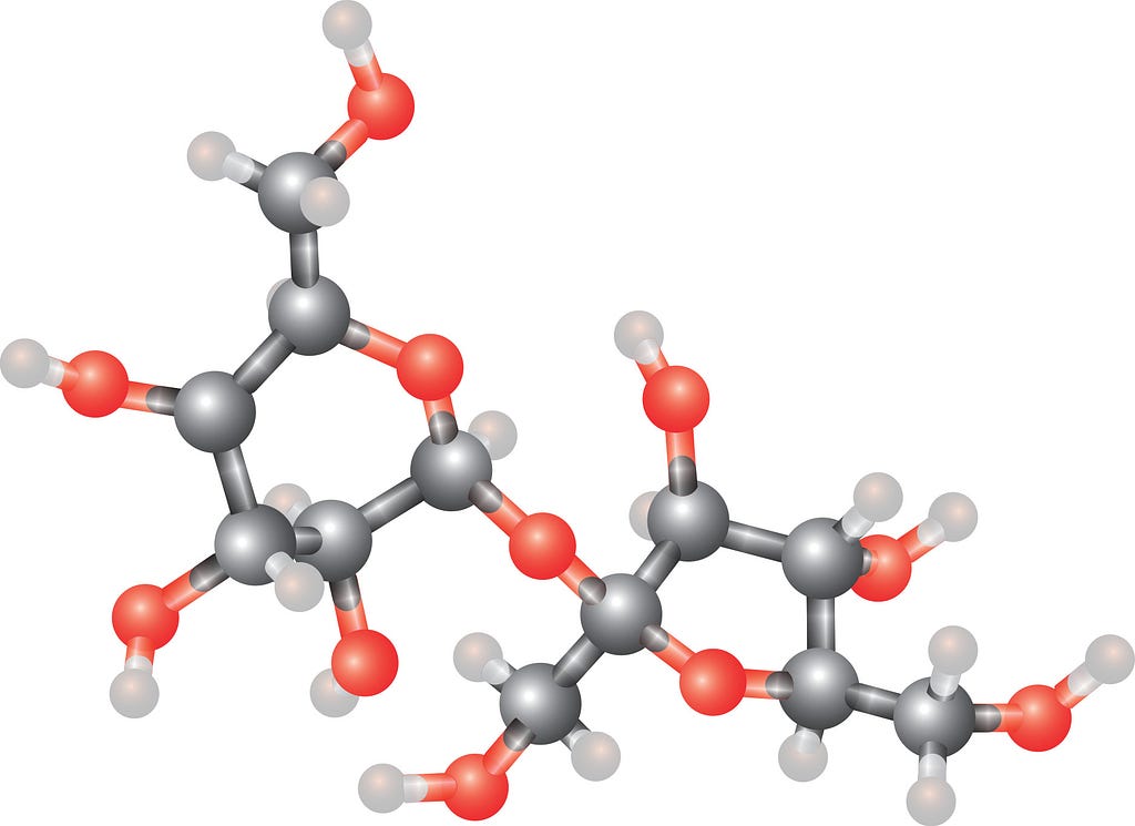 A stylized sucrose molecule