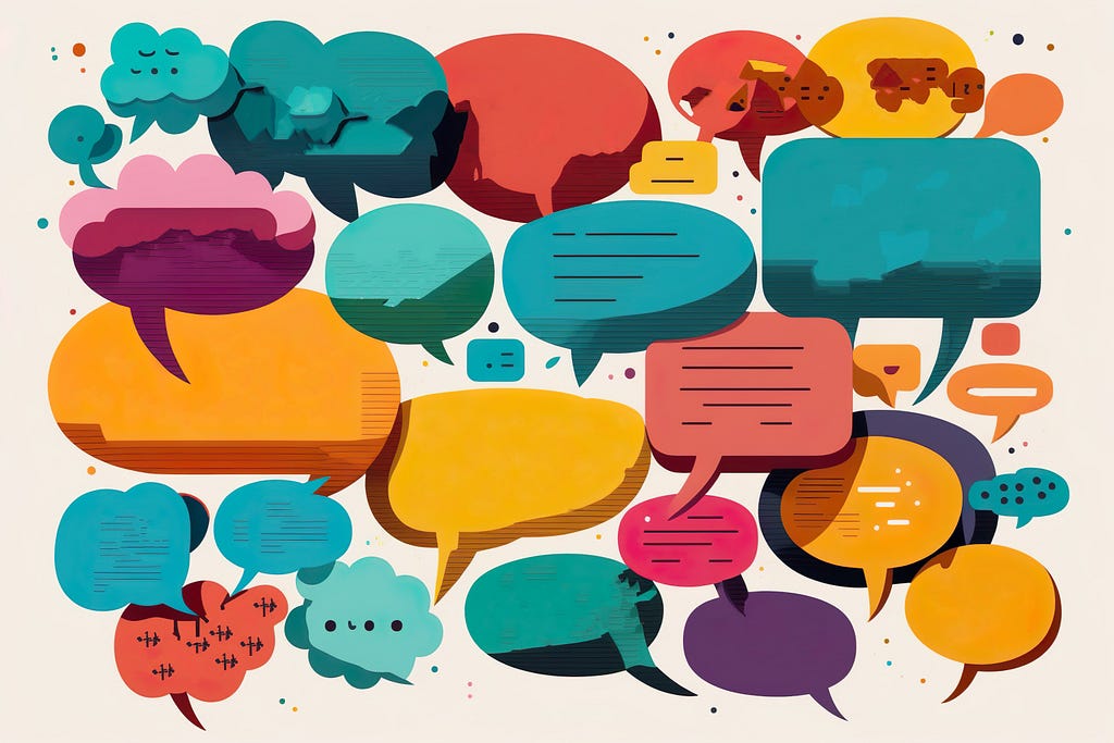 Overlapping colorful speech bubbles