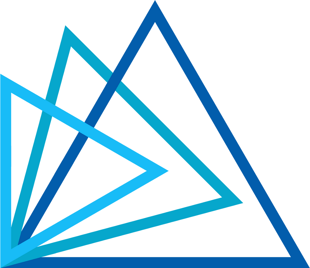 Three nested triangles in different shades of blue that together made up the FCA logo.