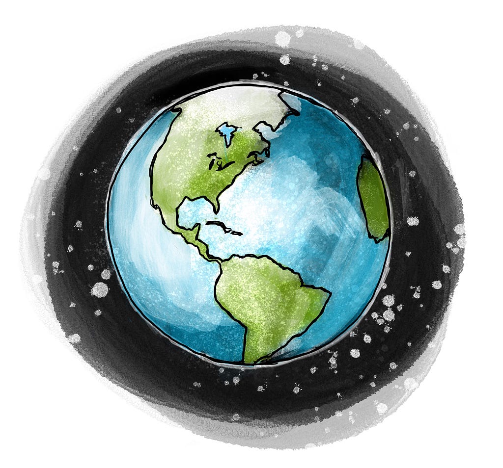 Watercolor illustration of Earth