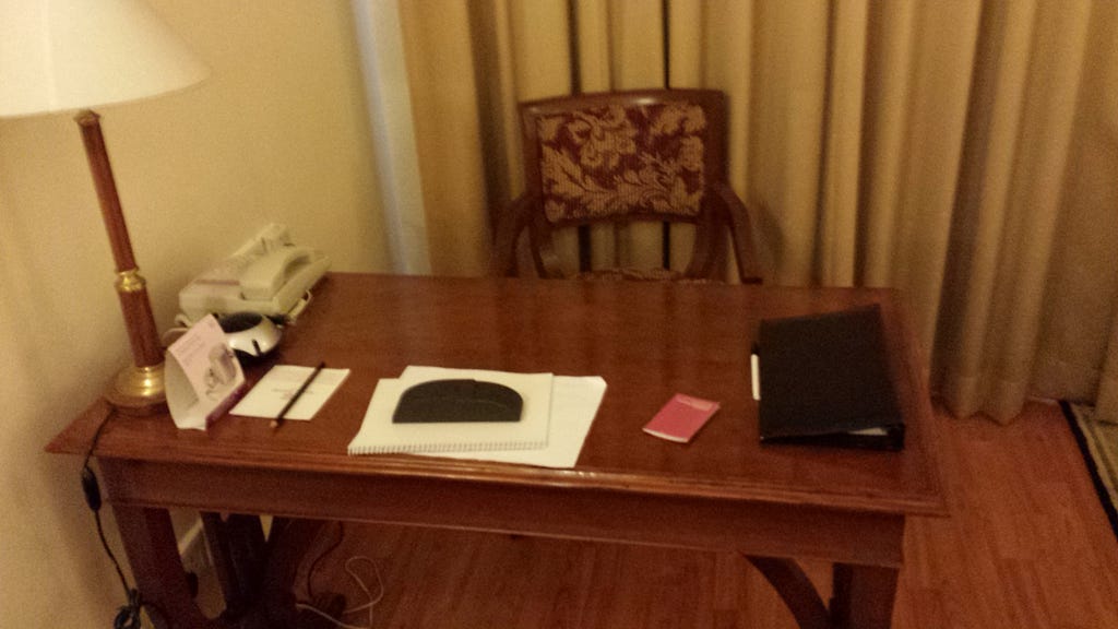 My hotel room’s desk