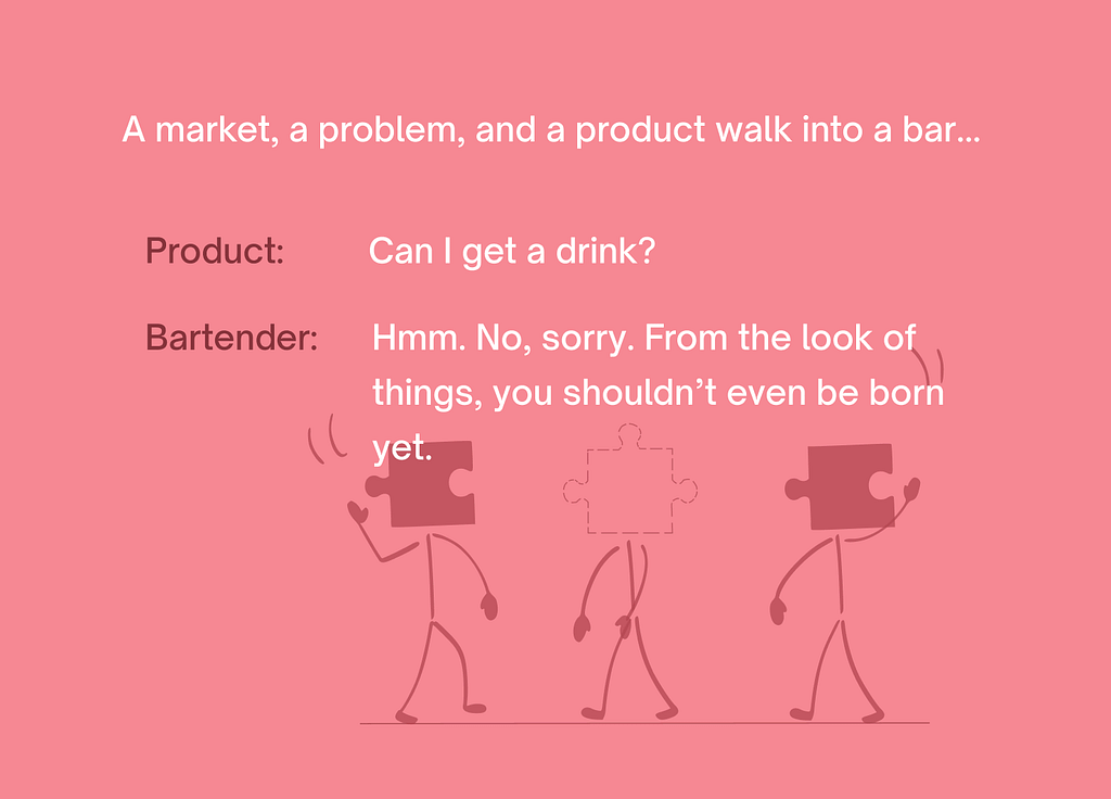 Illustration telling a product bar joke