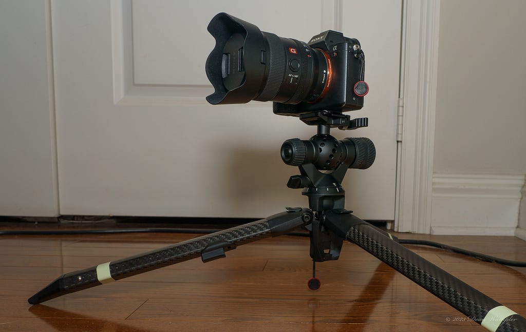 My backpacking configuration: PD Tripod with ultralight conversion (note the foot on the left) with the Colorado Tripod Aspen Head.