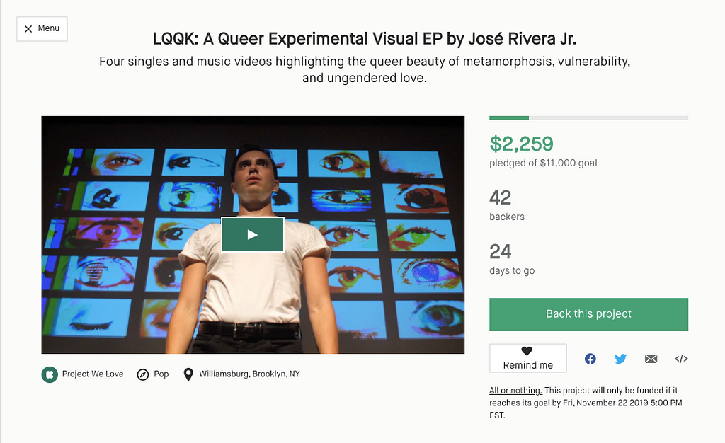 https://www.kickstarter.com/projects/joseriverajr/lqqk-a-queer-experimental-visual-ep-by-jose-rivera-jr