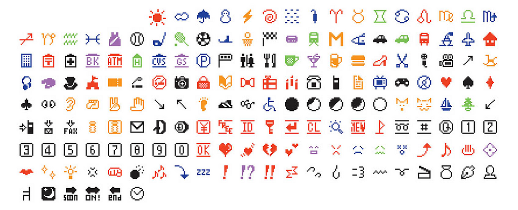 The first emoji set designed by Shigetaka Kurita for the Japanese phone company NTT Docomo.