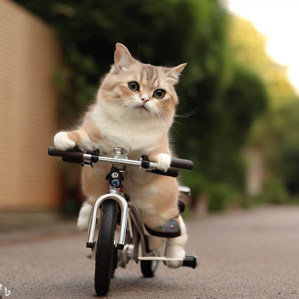 A Cat Riding a Bike