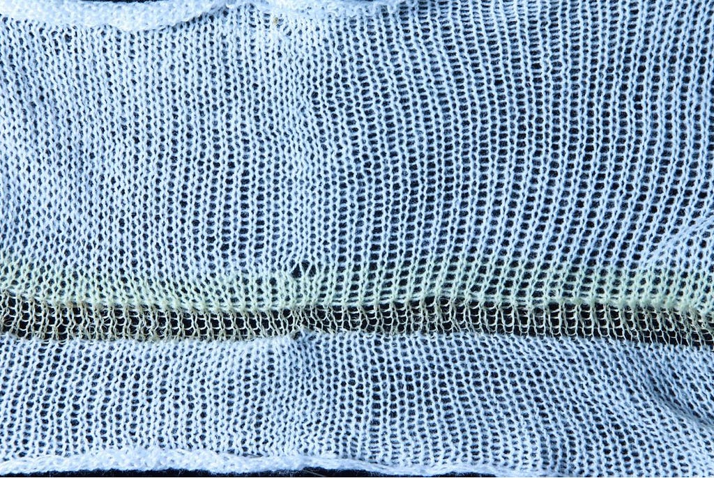 6.2. Testing scale of varying knitting stitches. ½ gauge, every ultimate needle.