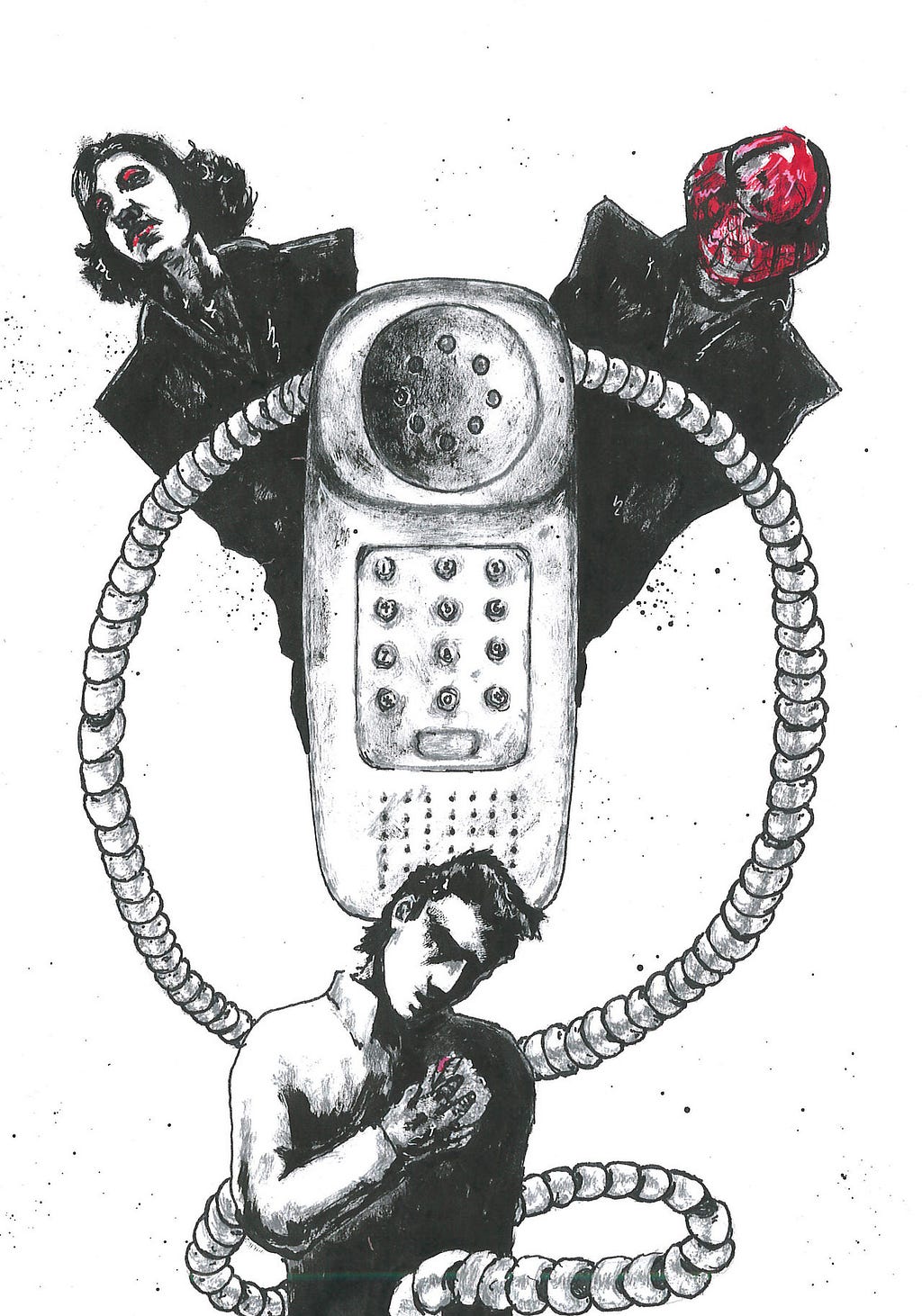 Two women on phone call with man