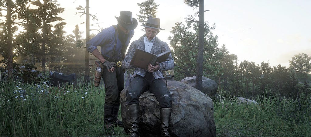 Arthur taking a peek at one of his gang member’s record books