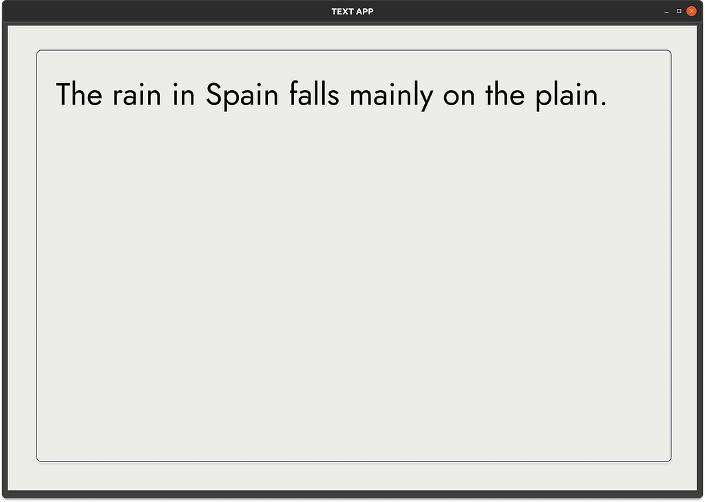 A simple application mockup showing an app window with a single text box.