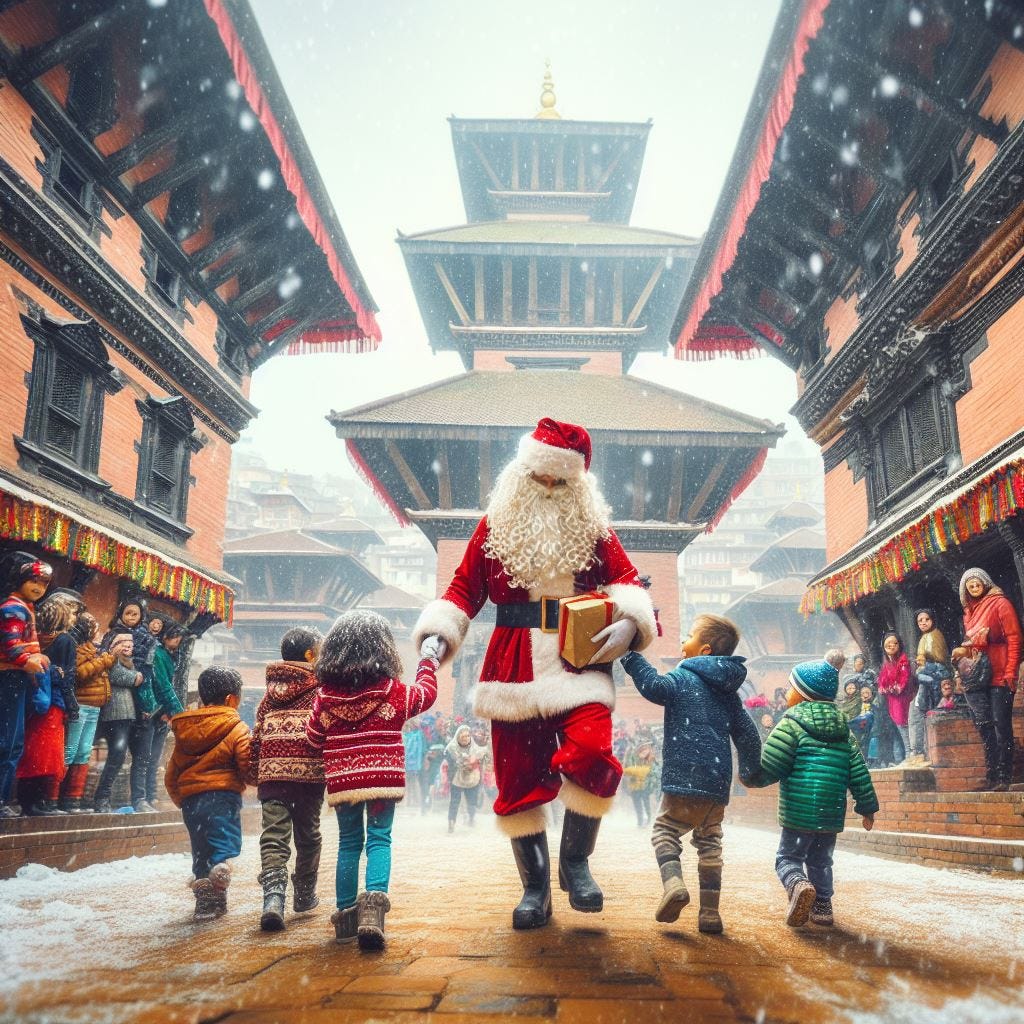 Santa at Bhaktapur, Kathmandu.